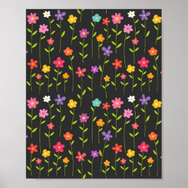 Farbige Blume schwarz Poster