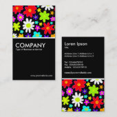 Farbige Blume - Schwarz Visitenkarte (Vorne/Hinten)