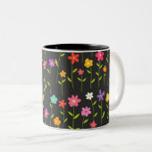 Farbige Blume schwarz Zweifarbige Tasse (VorderseiteRechts)