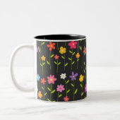 Farbige Blume schwarz Zweifarbige Tasse (Links)