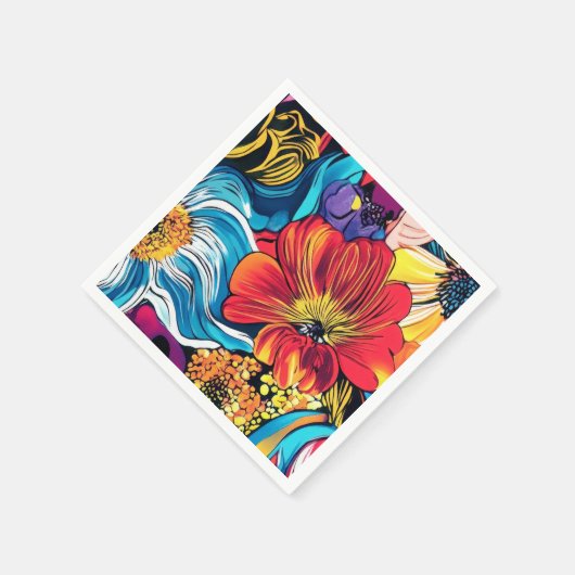 Farbige Blume Serviette (Ecke)