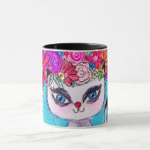Farbige Blume Siamese Katze Niedlich Illustration Tasse (Zentrum)
