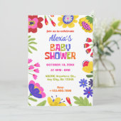 Farbige Blume Spaß Babydusche Einladung (Stehend Vorderseite)
