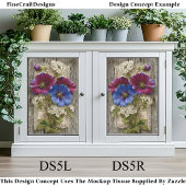 Farbige Blume, Spitzen, rustikales Holz DS5L Decou Seidenpapier