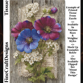 Farbige Blume, Spitzen, rustikales Holz DS5R Decou Seidenpapier