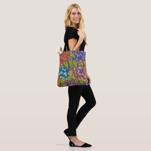 Farbige Blume Tasche drucken oder Body-Cross-Bag (Am Model)