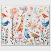 Farbige Blume Tiere Wrapping Paper Geschenkpapier (Flach)