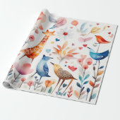 Farbige Blume Tiere Wrapping Paper Geschenkpapier (Ungerollt)