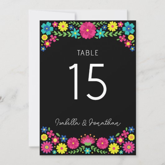 Farbige Blume TISCHNUMMER (Vorderseite)