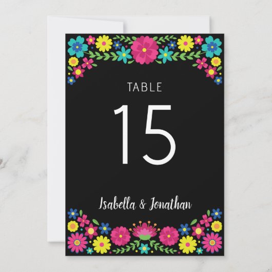 Farbige Blume TISCHNUMMER (Rückseite)