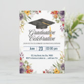 Farbige Blume Topper Abschluss Feier Einladung (Stehend Vorderseite)