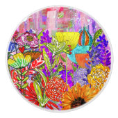 Farbige Blume Türknopf Keramikknauf (Vorderseite)