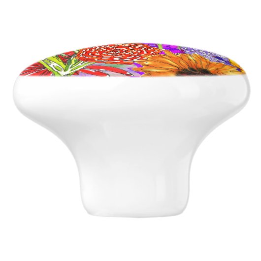 Farbige Blume Türknopf Keramikknauf (Seitenansicht)