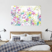 *~* Farbige Blume TV2 Stretched Canvas Print Leinwanddruck (Insitu (Schlafzimmer))