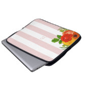 Farbige Blume über den weißen und rosa Streifen Laptopschutzhülle (Vorne Knopf)