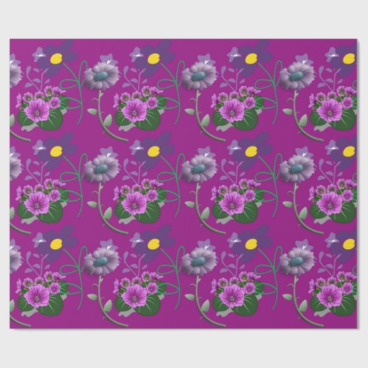 Farbige Blume über Lila Hintergrund Geschenkpapier (Flach)