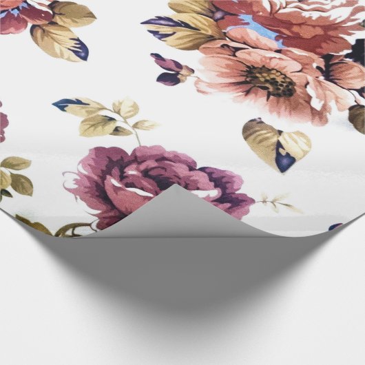 Farbige Blume über weißem Hintergrund Geschenkpapier (Ecke)