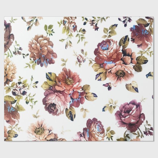 Farbige Blume über weißem Hintergrund Geschenkpapier (Flach)