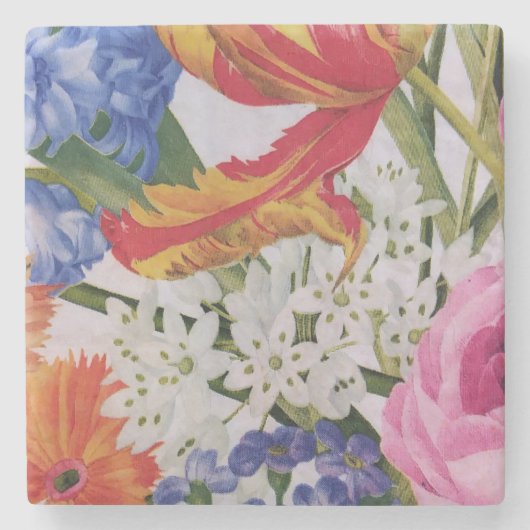 Farbige Blume überall in der Kunst Steinuntersetzer (Vorderseite)