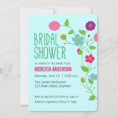 Farbige Blume und Blätter Brautparty Einladung (Vorderseite)