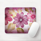 Farbige Blume und Blätter Mousepad (Mit Mouse)