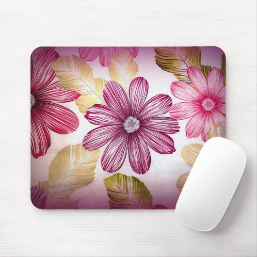 Farbige Blume und Blätter Mousepad (Mit Mouse)