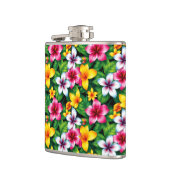 Farbige Blume und Blätter Muster-57577 Flachmann (Links)