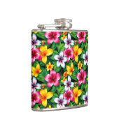 Farbige Blume und Blätter Muster-57577 Flachmann (Rechts)