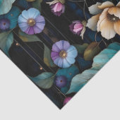 Farbige Blume und Blätter, schwarzer Hintergrund Seidenpapier (Detail)