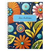 Farbige Blume und Blätter Spiral Foto Notebook Notizblock (Vorderseite)