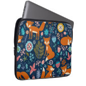 Farbige Blume und Füchse Retro Muster Laptopschutzhülle (Vorne Rechts)