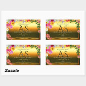 Farbige Blume und Initialen des Orange Product Lab Rechteckiger Aufkleber (Blatt)