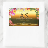 Farbige Blume und Initialen des Orange Product Lab Rechteckiger Aufkleber (Tasche)