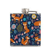 Farbige Blume und Niedliche Füchse Flachmann (Rückseite)