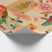 Farbige Blume und Papageienmuster Geschenkpapier (Ecke)