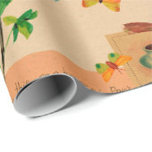 Farbige Blume und Papageienmuster Geschenkpapier (Rolleneckpunkt)