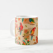 Farbige Blume und Papageienmuster Kaffeetasse (Vorderseite Links)