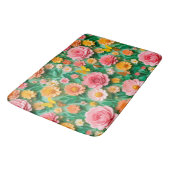 Farbige Blume und Schmetterlinge Badematte (Schrägansicht)