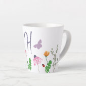 Farbige Blume und Schmetterlinge Monogramm H Milchtasse (Rechte Ecke)
