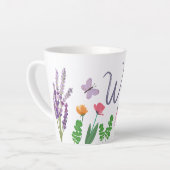 Farbige Blume und Schmetterlinge Monogramm W Milchtasse (Linke Ecke)
