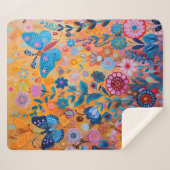 Farbige Blume und Schmetterlinge Sherpa Blanket Sherpadecke (Vorderseite (Horizontal))