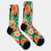 Farbige Blume und Schmetterlinge Socken (Rechts)