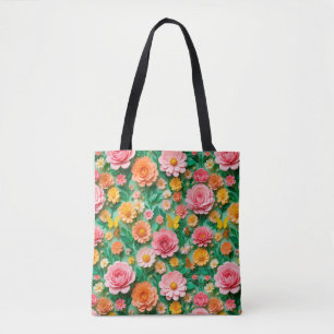 Farbige Blume und Schmetterlinge Tasche