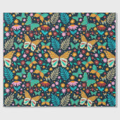 Farbige Blume und Schmetterlingsmuster Geschenkpapier (Flach)