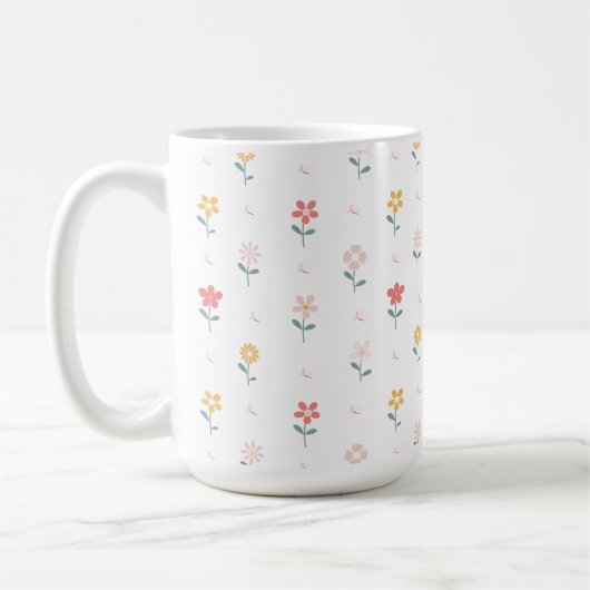 Farbige Blume und Schmetterlingsmuster Kaffeetasse (Links)
