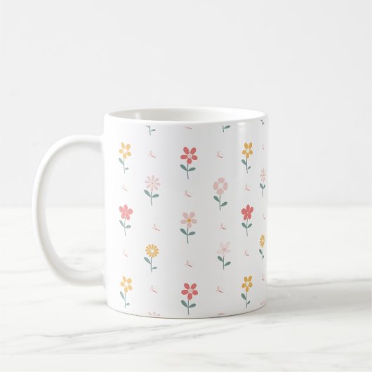 Farbige Blume und Schmetterlingsmuster Kaffeetasse (Links)