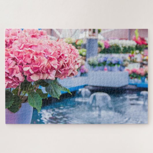 Farbige Blume und Springbrunnen Puzzle (Horizontal)