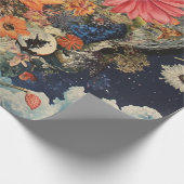 Farbige Blume unter Vollmond Geschenkpapier (Ecke)