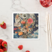 Farbige Blume unter Vollmond Serviette (Beispiel)