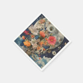 Farbige Blume unter Vollmond Serviette (Ecke)